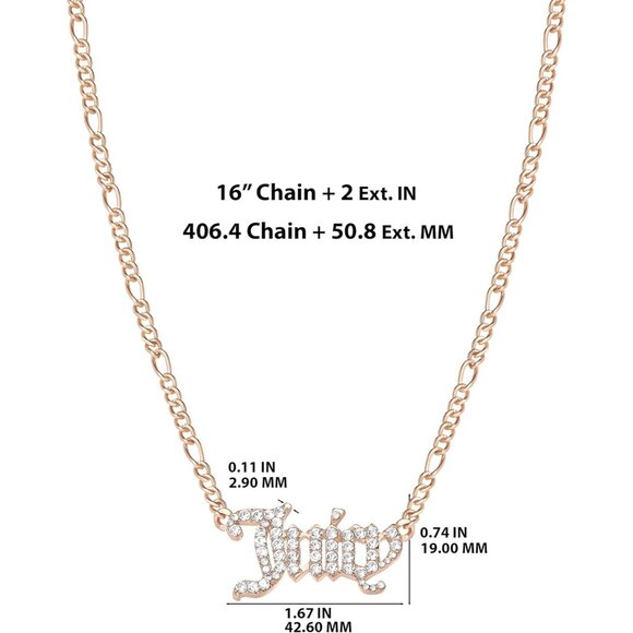 Gothic Logo Pendant Necklace Gold Tone Crystal 18+2 Inches Women - Picture 4 of 6